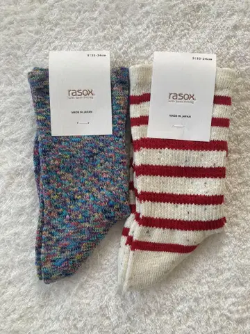 새상품! rasox 삭스 2족 코튼 보더와 스플래쉬 크루 S 사이즈