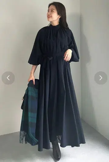 anuans 넥 개더 볼륨 원피스 시치고산에도