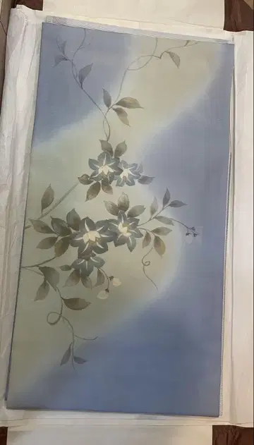 여름 오비 후쿠로 오비 꽃무늬 파란색 계열 미사용 조합!