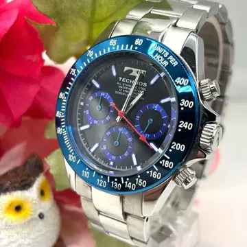 작동품 TECHNOS 테크노스 다이버즈 워치 블루 베젤 남성용