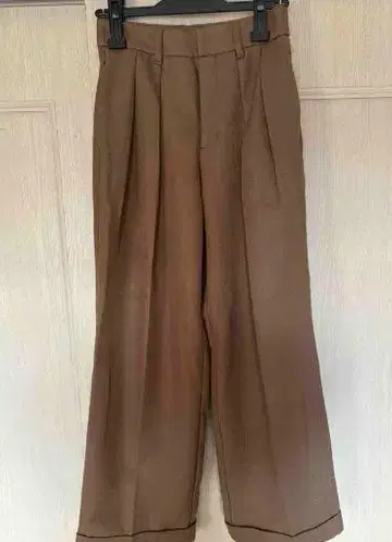 브라운 플리츠 와이드 팬츠