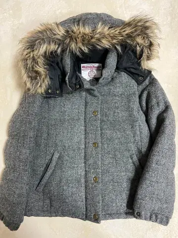 새상품급 해리스 트위드 어스 뮤직&에코로 다운 코트 M 그레이