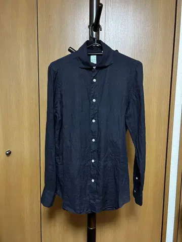 Finamore 피나모레 린넨 셔츠 원피스 칼라 블랙