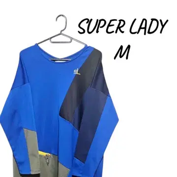 SUPER LADY 긴팔 원피스 M, 개성 있는 디자인, 블루 원피스