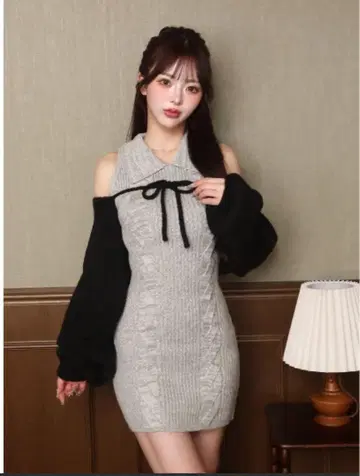 다리치 숏 볼레로 니트 미니 원피스 F-L 사이즈