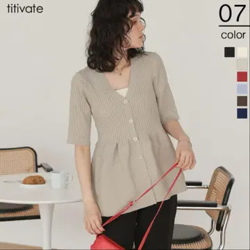 titivate 전후 2way 하프 슬리브 페플럼 니트탑 S
