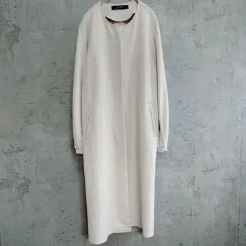 ZARA BASIC 스웨이드 인조 가죽 노카라 롱 코트