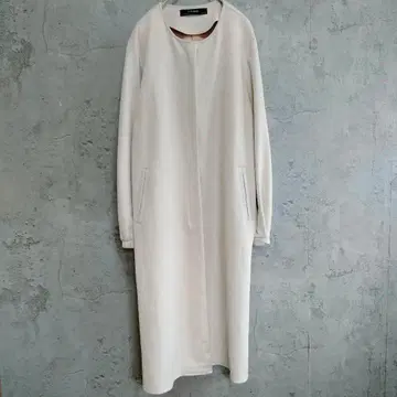 새상품급 ZARA BASIC 스웨이드 인조 가죽 노카라 롱 코트