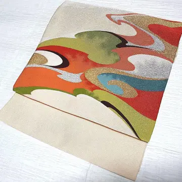 순수 실크 도서 쓰즈레 [ 채운 ] 나고야 오비(약 24cm)