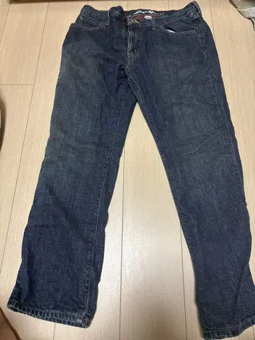 다크 블루 데님 스트레이트 팬츠