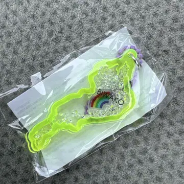 비와코 아크릴 키링 비와코 하코다테야마 한정판 옐로우 컬러 무지개 모티브