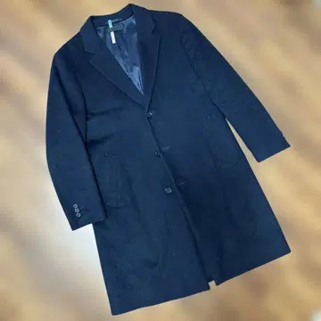유니클로/UNIQLO/다크 네이비 체스터 코트 울 혼방