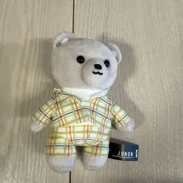 JUNON 체크 무늬 파자마 곰 봉제 인형