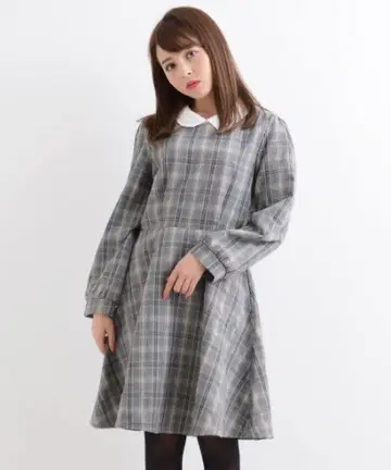 MAJESTIC LEGON 2way 옷깃 체크 원피스