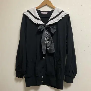 AnkRage 세일러 카라 블랙 자켓 블랙 리본
