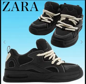 ZARA 블랙스니커즈 메쉬 로프 슈레이스