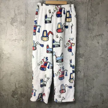 Y6060 구제 의류 패턴 팬츠 파자마 팬츠 화이트 90s Y2K