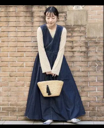 완판 썸씽 x 프릭스스토어 콜라보 데님 카슈쿨 원피스