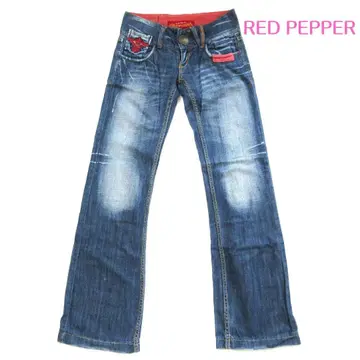 [ RED PEPPER ] 레드페퍼 빨간색 자수 빈티지 데님 0143