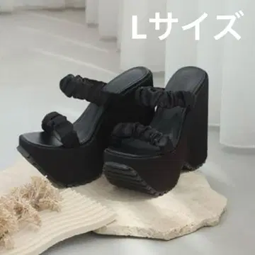 Darich 새틴 플랫폼 샌들 블랙 L 사이즈