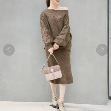 Heather 케이블 짜임 셋업 브라운