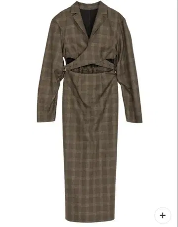 AMERI WAIST CROSS CHECK DRESS 브라운 M 사이즈