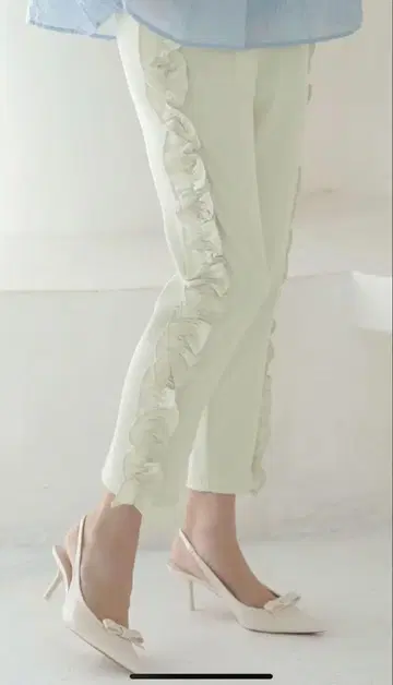 프릴 팬츠 사이드 프릴 앵클 팬츠 팬츠 하의 여성용 봄 여름