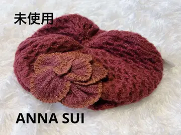 [ 미사용 ] ANNA SUI 니트 베레모 꽃 모티브 포함