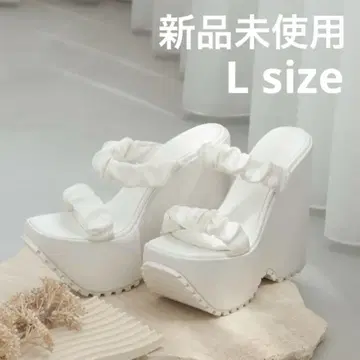 Darich 새틴 플랫폼 샌들 화이트 L 사이즈