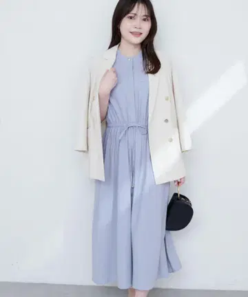 프렌치 슬리브 허리 리본 원피스