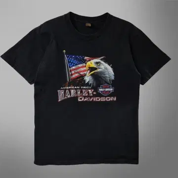 할리데이비슨 T셔츠 체커 플래그 프레임 USA 블랙 L