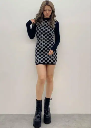 GYDA 제이다 GYGY 자카드 타이트 니트 원피스