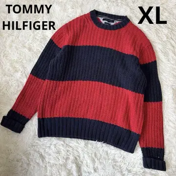 TOMMY HILFIGER 코튼 니트 스웨터 XL 보더