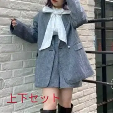 NICE CLAUP 그레이 테일러드 자켓 상하의 세트
