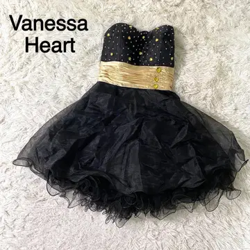Vanessa Heart 블랙 비쥬 디자인 오프숄더 드레스