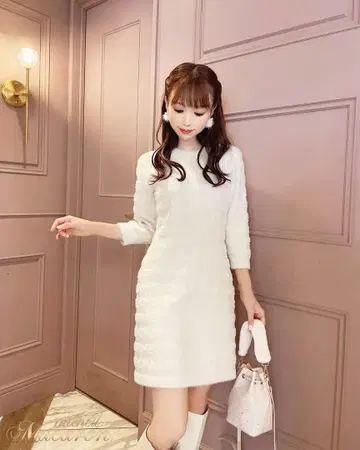 미셸 마카롱 니트 원피스 화이트 화이트 귀여운