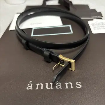 nuans 블랙 가죽 벨트 골드 버클