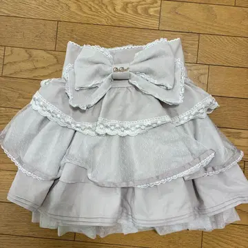 리즈리사 프릴 리본 포함 베이지 플레어 스커트