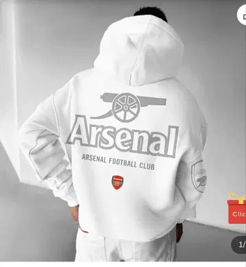 아스날 백 프린트 후드티 S