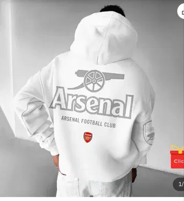 아스날 백 프린트 후드티 S