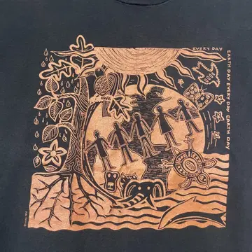 Earth DAY 프린트 T셔츠 USA제