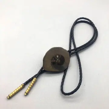 암모나이트 화석 참 폴러 루프 타이 가죽 끈 목걸이 레트로 앤티크