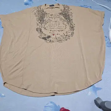 베이지 프린트 튜닉 반팔
