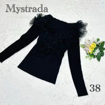 컨디션 최상 Mystrada 마이 스트라다 튤프릴 니트 리브 M