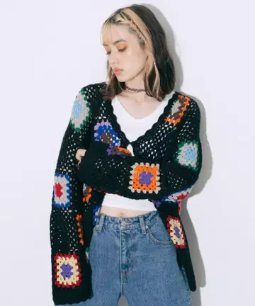 X-girl 그래니 스퀘어 니트 가디건