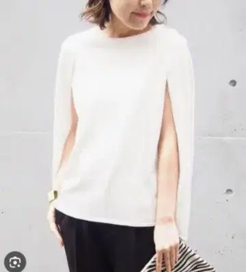 Spick & Span 화이트 밀라노 리브 판초풍 썸머 니트