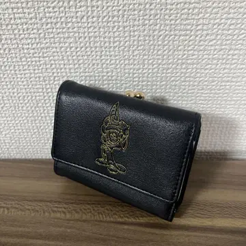 미키 엠보싱 가공 3단 폴더형 지갑 블랙