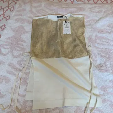 ZARA 화이트 골드 니트 베스트 S