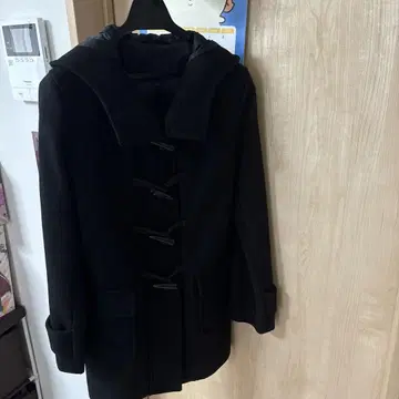 유니클로 울 더플 코트 S 블랙