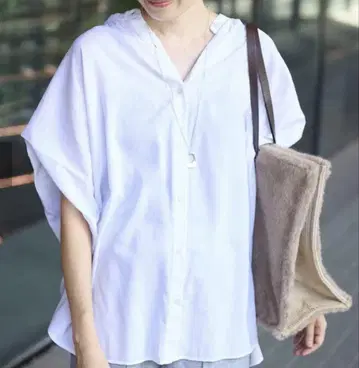 슬로브 이에나 레이온 보일 밴드 카라 셔츠 화이트
